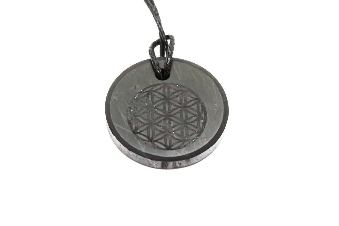 Jewellery Shungite Engraved Flower of Life Pendant Necklaces EMF Protection