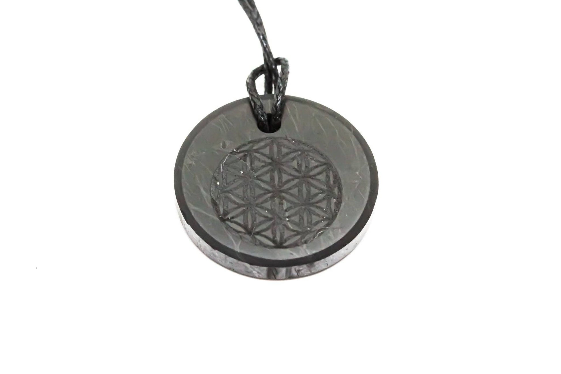Jewellery Shungite Engraved Flower of Life Pendant Necklaces EMF Protection