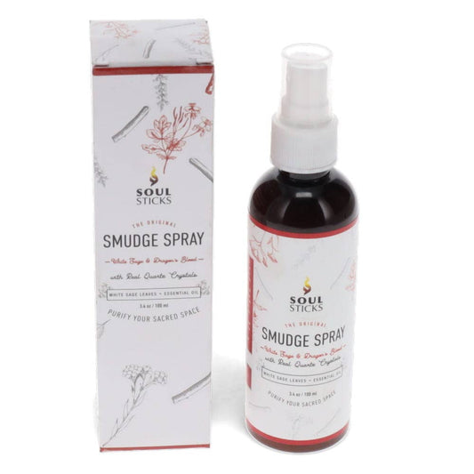 Soul Sticks Smudge Spray bottle and packaging on a white background