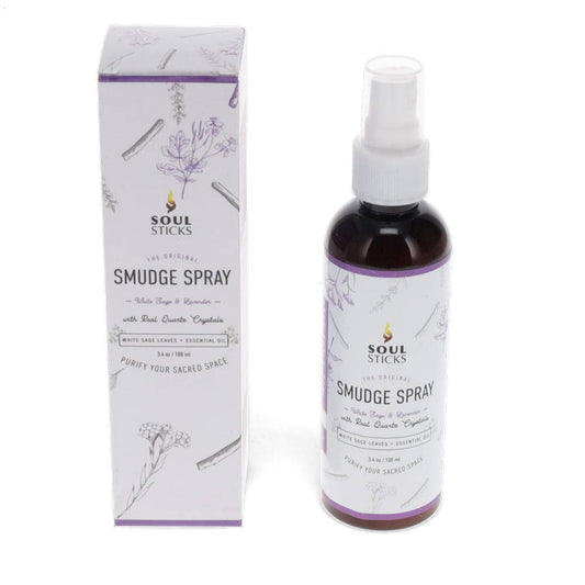 Soul Sticks smudge spray bottle and packaging on a white background