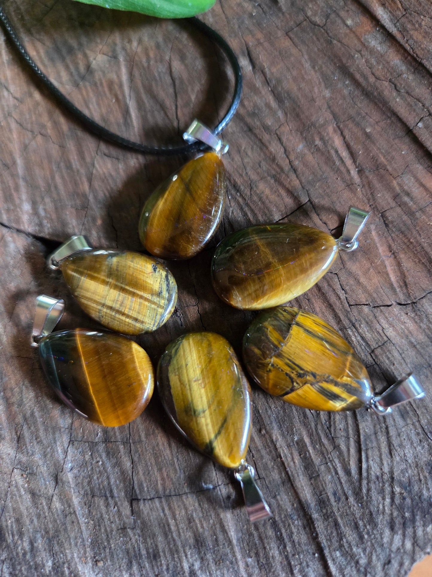 Tigers Eye Teardrop Pendant Necklaces