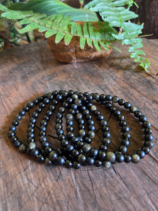Black Tourmaline, Golden Obsidian & Onyx Bracelets 6mm