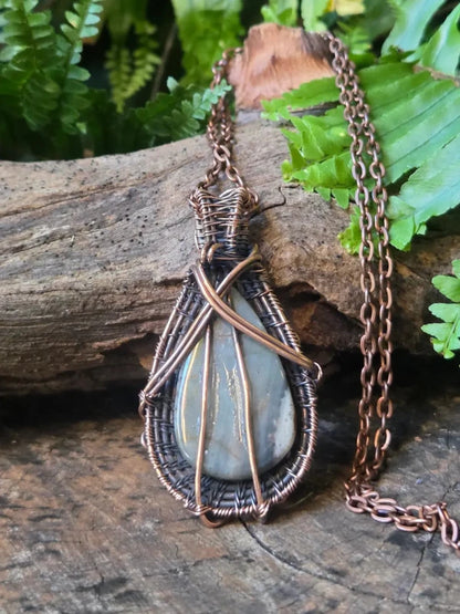 Agate Copper Wire Wrapped Pendant Necklace - Jewellery Australia