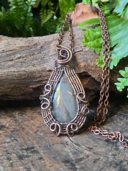 Agate Copper Wire Wrapped Pendant Necklace - Jewellery Australia