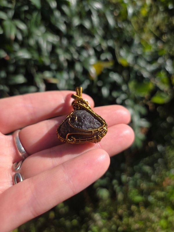 Agni Manitite Copper Wire Wrapped Pendant Necklace Bronze - Jewellery Australia