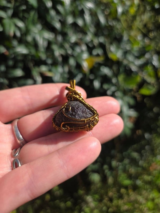 Agni Manitite Copper Wire Wrapped Pendant Necklace Bronze - Jewellery Australia