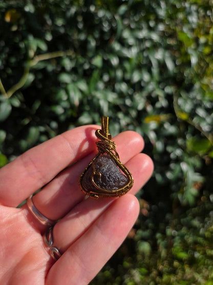 Agni Manitite Copper Wire Wrapped Pendant Necklace Bronze - Jewellery Australia
