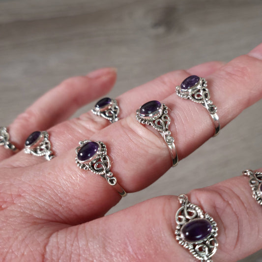 Jewellery Amethyst 925 Sterling Silver Ring "Boho Timeless Style"