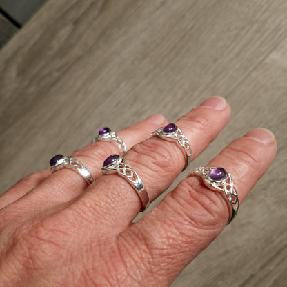 Jewellery Amethyst 925 Sterling Silver Ring "Double Trinity Celtic"