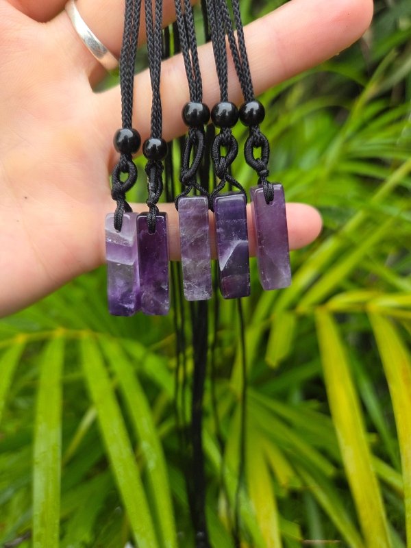 Amethyst Bar Pendant Necklace - Jewellery Australia