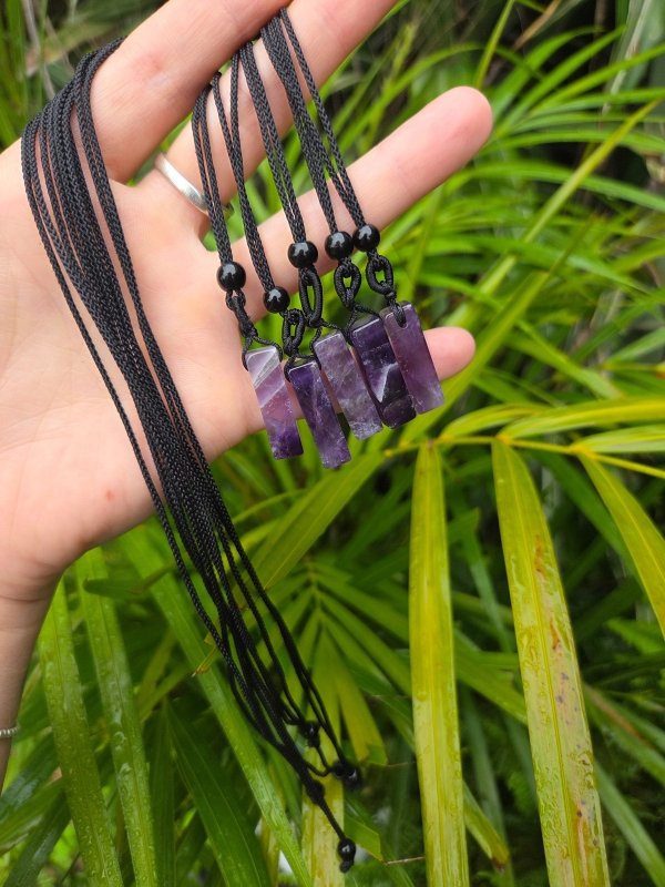 Amethyst Bar Pendant Necklace - Jewellery Australia