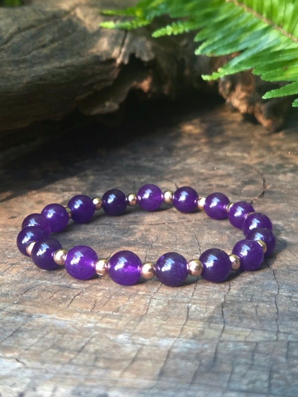Amethyst & Copper Beaded Bracelet - Jewellery Australia