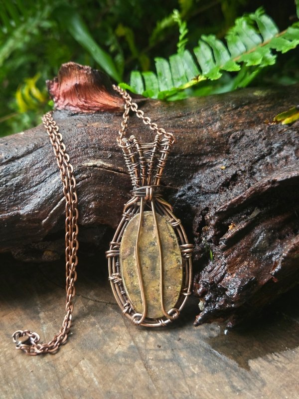 Amethyst Copper Wire Wrapped Handmade Pendant Necklace - Jewellery Australia