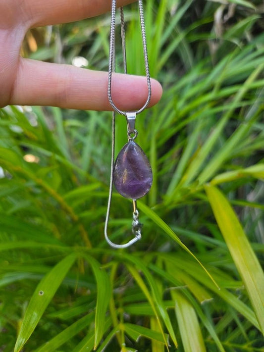 Amethyst Crystal Pendant Necklace - Teardrop - Crystals Australia