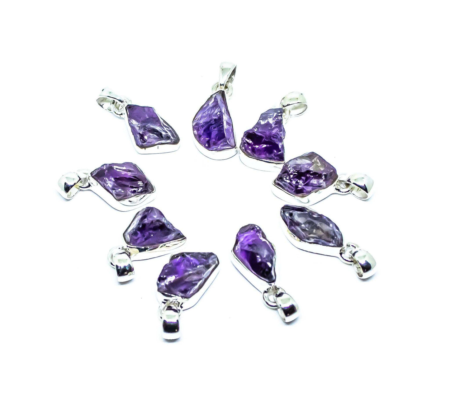 Jewellery Amethyst Freeform Pendant Necklaces Sterling Silver 925