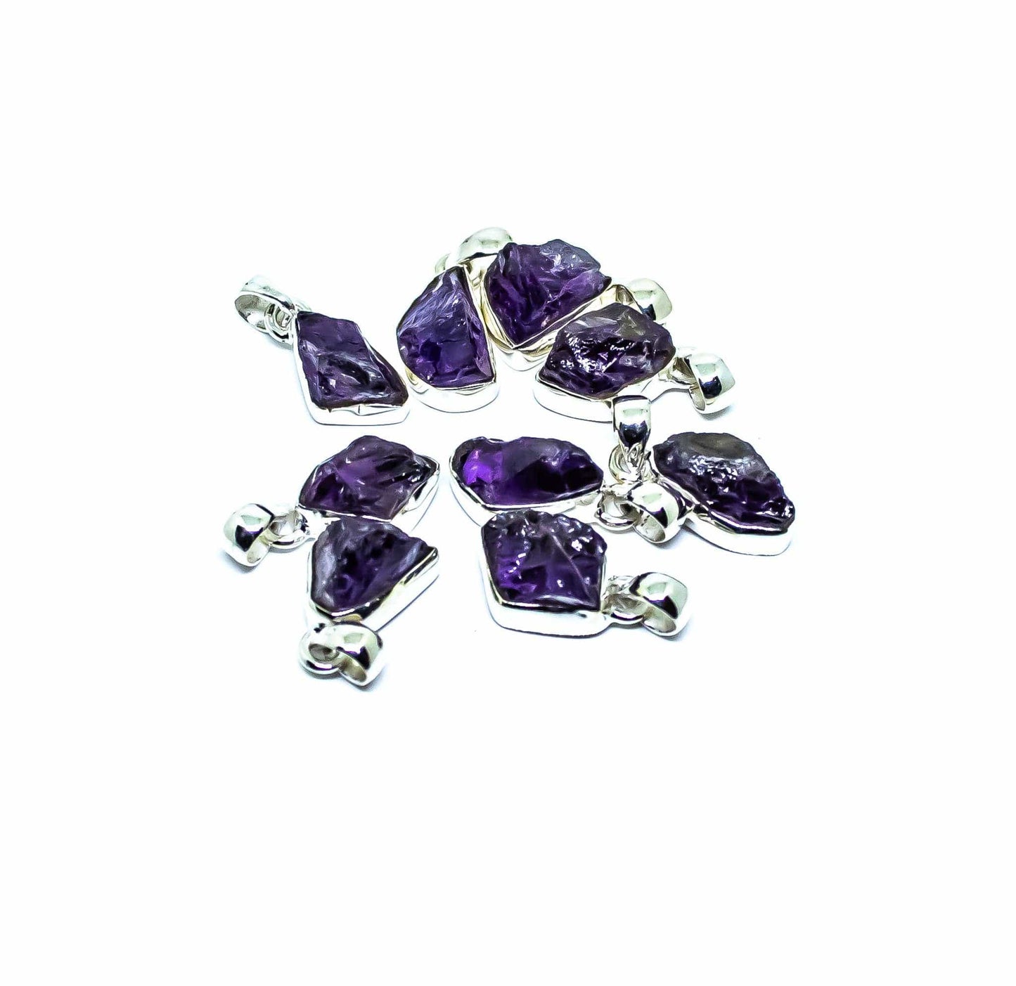 Jewellery Amethyst Freeform Pendant Necklaces Sterling Silver 925