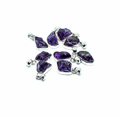 Jewellery Amethyst Freeform Pendant Necklaces Sterling Silver 925
