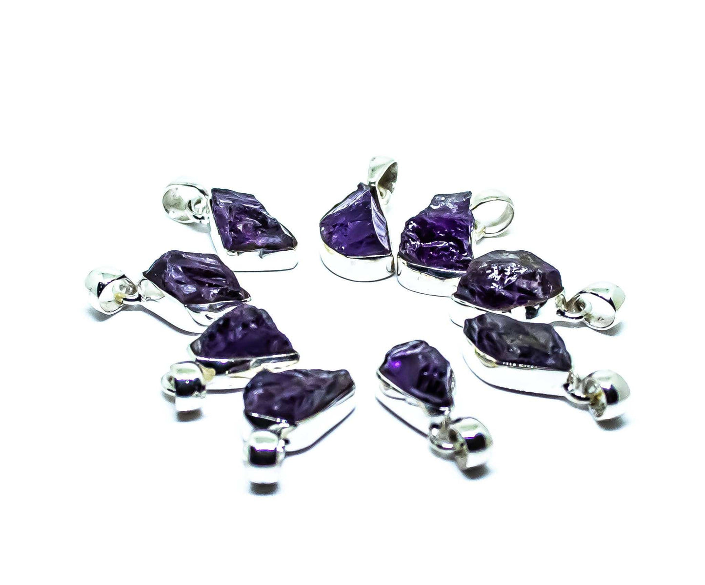 Jewellery Amethyst Freeform Pendant Necklaces Sterling Silver 925