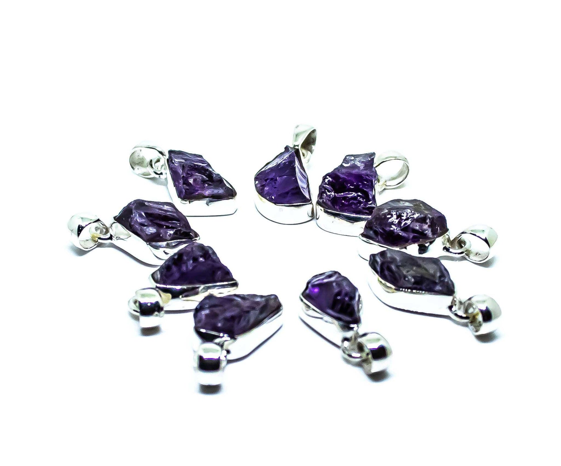 Jewellery Amethyst Freeform Pendant Necklaces Sterling Silver 925