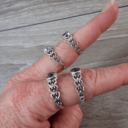 Jewellery Amethyst Heart Ring 925 Sterling Silver