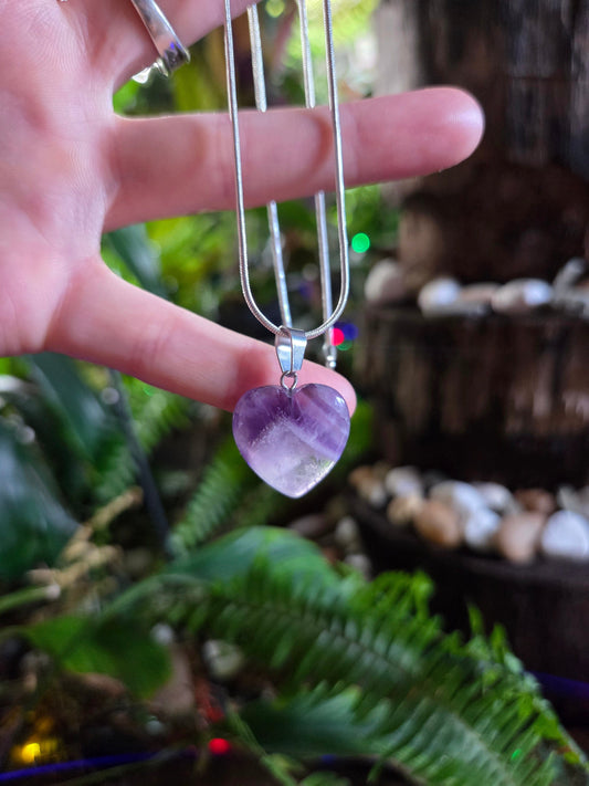Jewellery Amethyst Heart Silver Pendant Necklaces