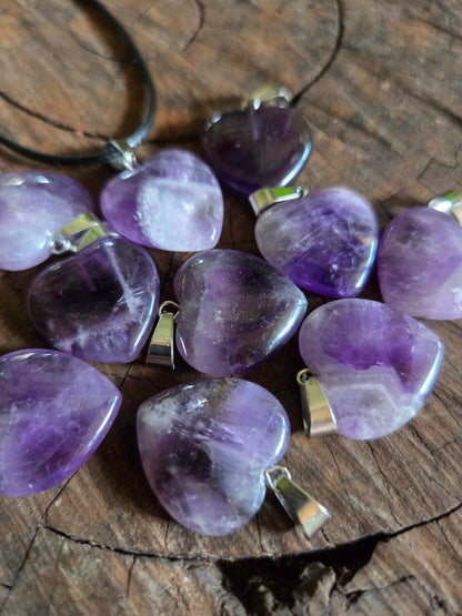 Jewellery Amethyst Heart Silver Pendant Necklaces