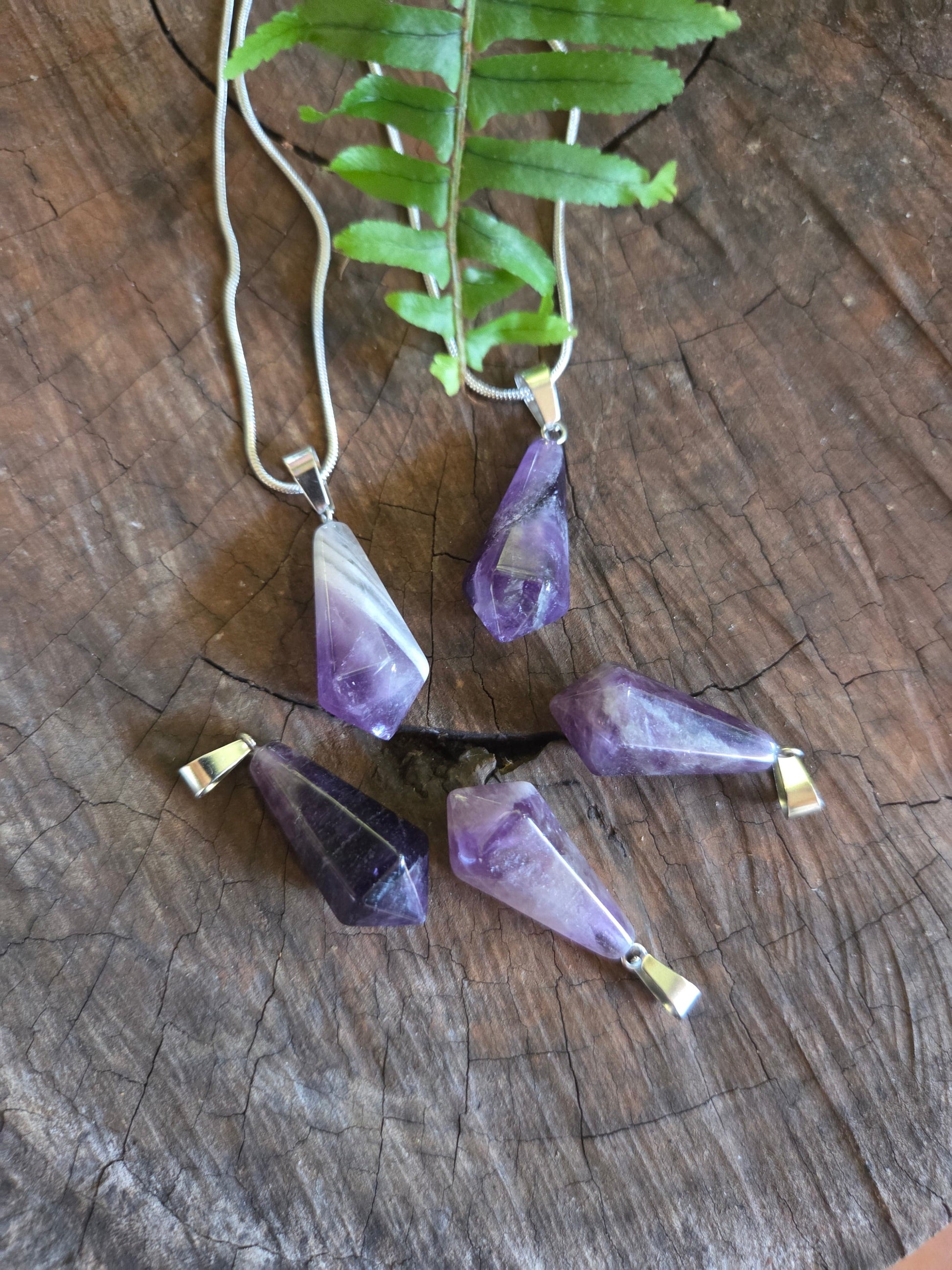 Jewellery Amethyst Hexagon Silver Pendant Necklaces