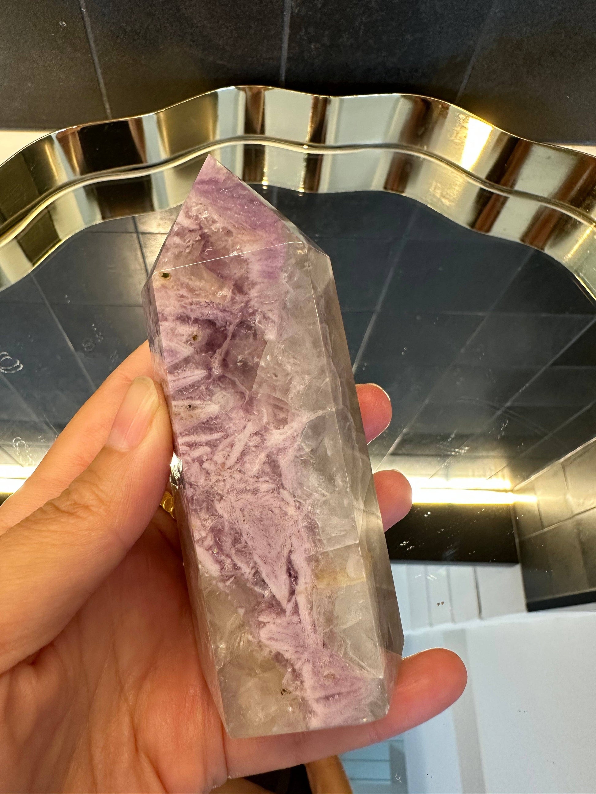 Crystals Amethyst Lace Agate Tower Point 353g Australia