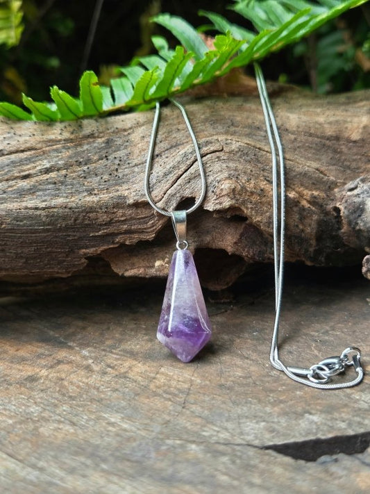 Amethyst Point Silver Pendant Necklace - Jewellery Australia