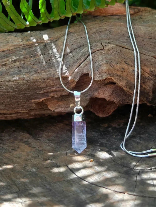 Amethyst Point Silver Pendant Necklace - Jewellery Australia