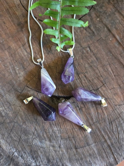 Amethyst Point Silver Pendant Necklace - Jewellery Australia