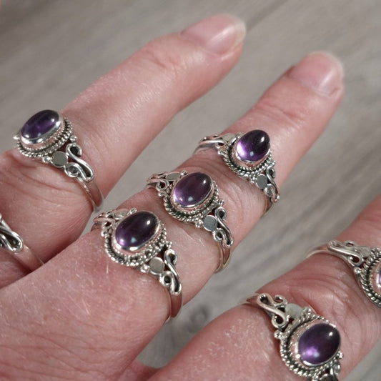 Amethyst Ring 925 Sterling Silver - Boho - Jewellery Australia