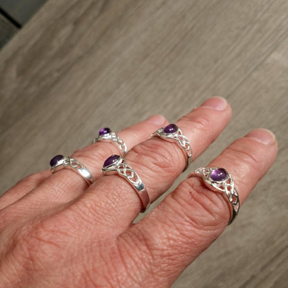 Amethyst Ring 925 Sterling Silver - Double Trinity Celtic - Jewellery Australia