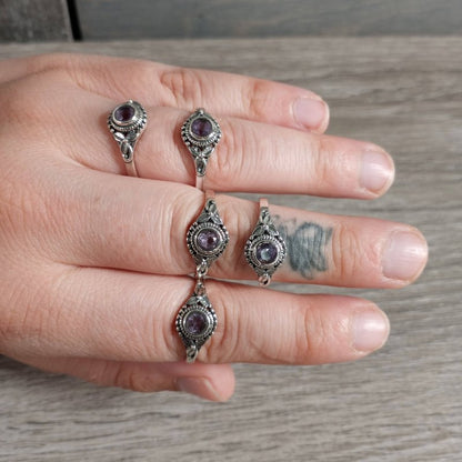 Amethyst Ring 925 Sterling Silver - Hippy Leaf - Jewellery Australia