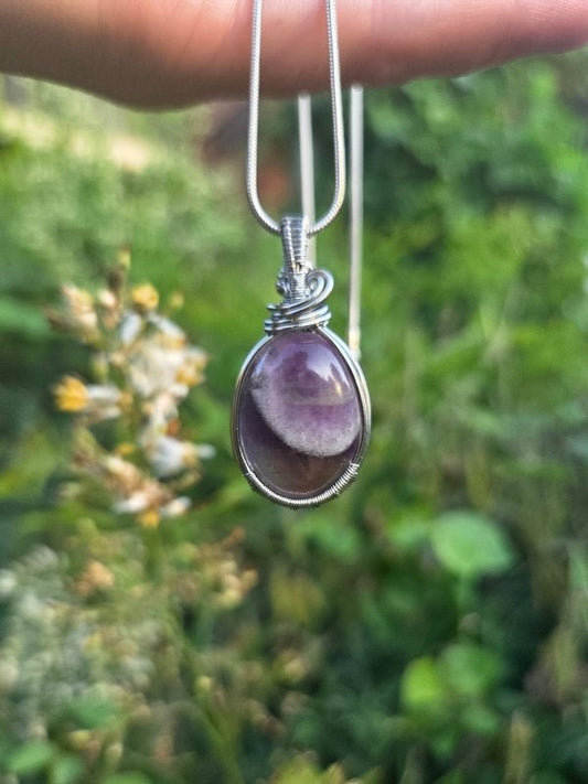Amethyst Silver Wire Wrapped Pendant Necklace - Jewellery Australia