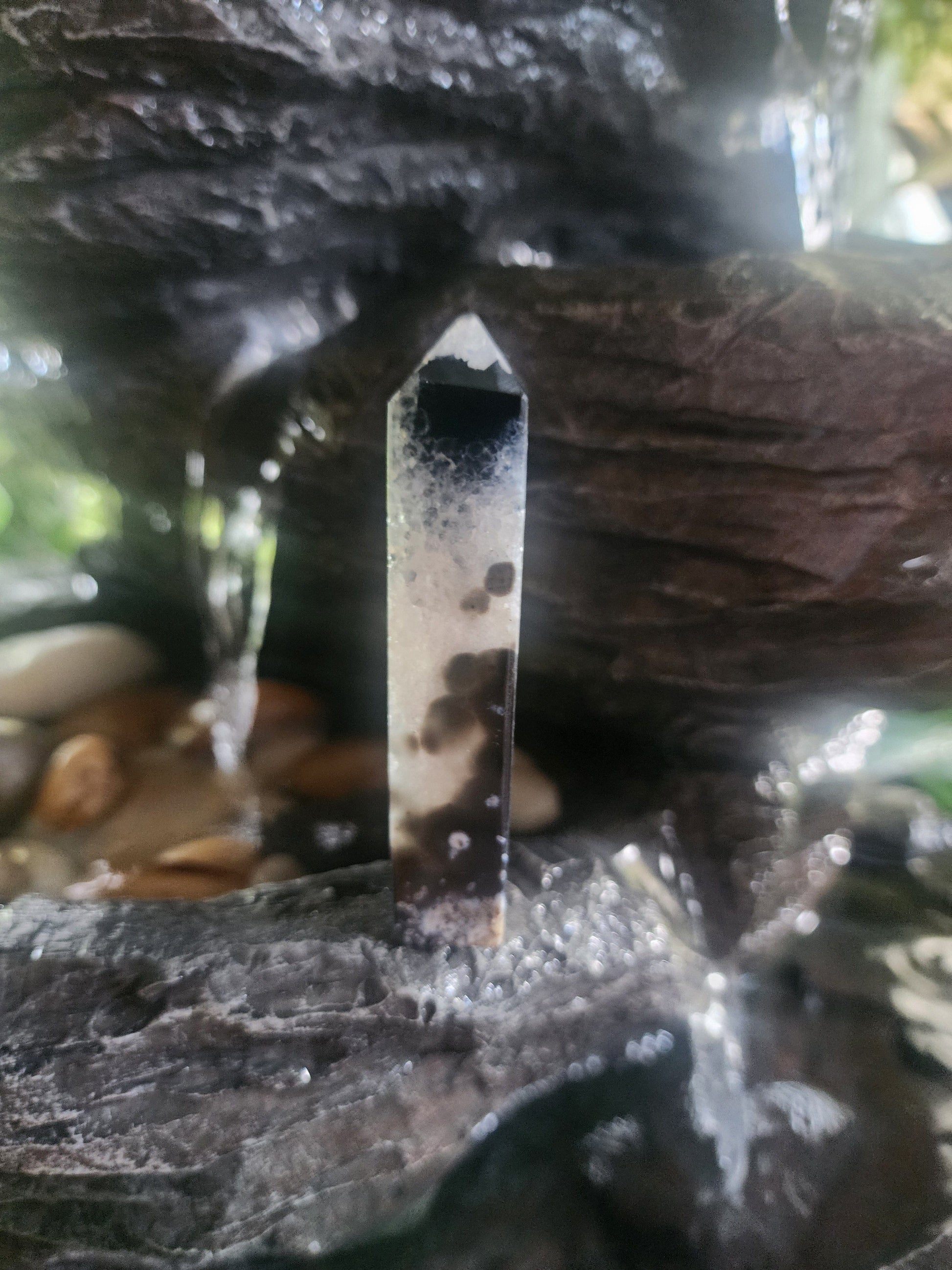Crystals Black Agate Geode Tower