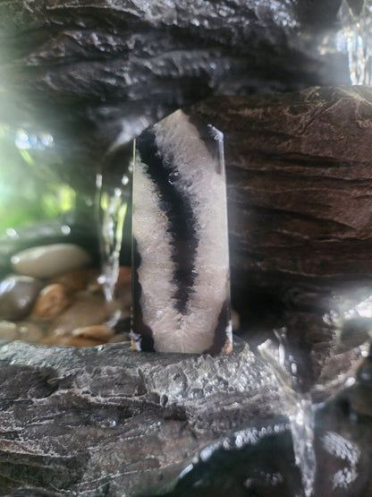 Crystals Black Agate Geode Tower