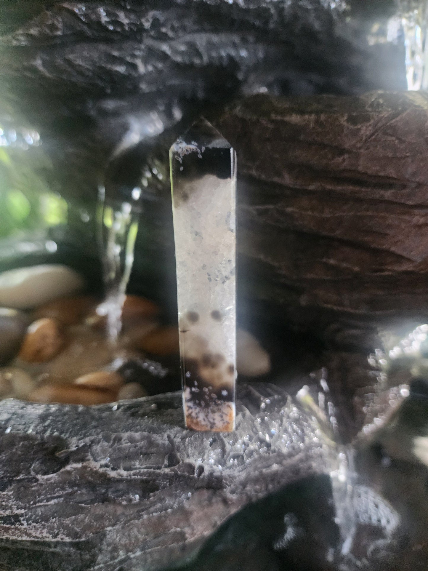 Crystals Black Agate Geode Tower