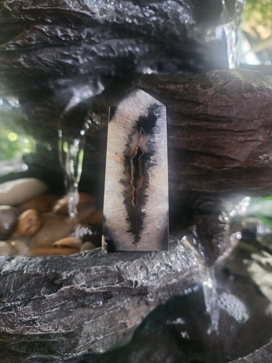 Crystals Black Agate Geode Tower