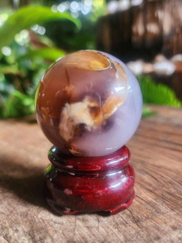 Black Flower Agate Crystal Sphere - Crystals Australia