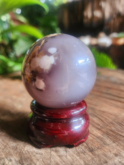 Crystals Black Flower Agate Sphere 134g