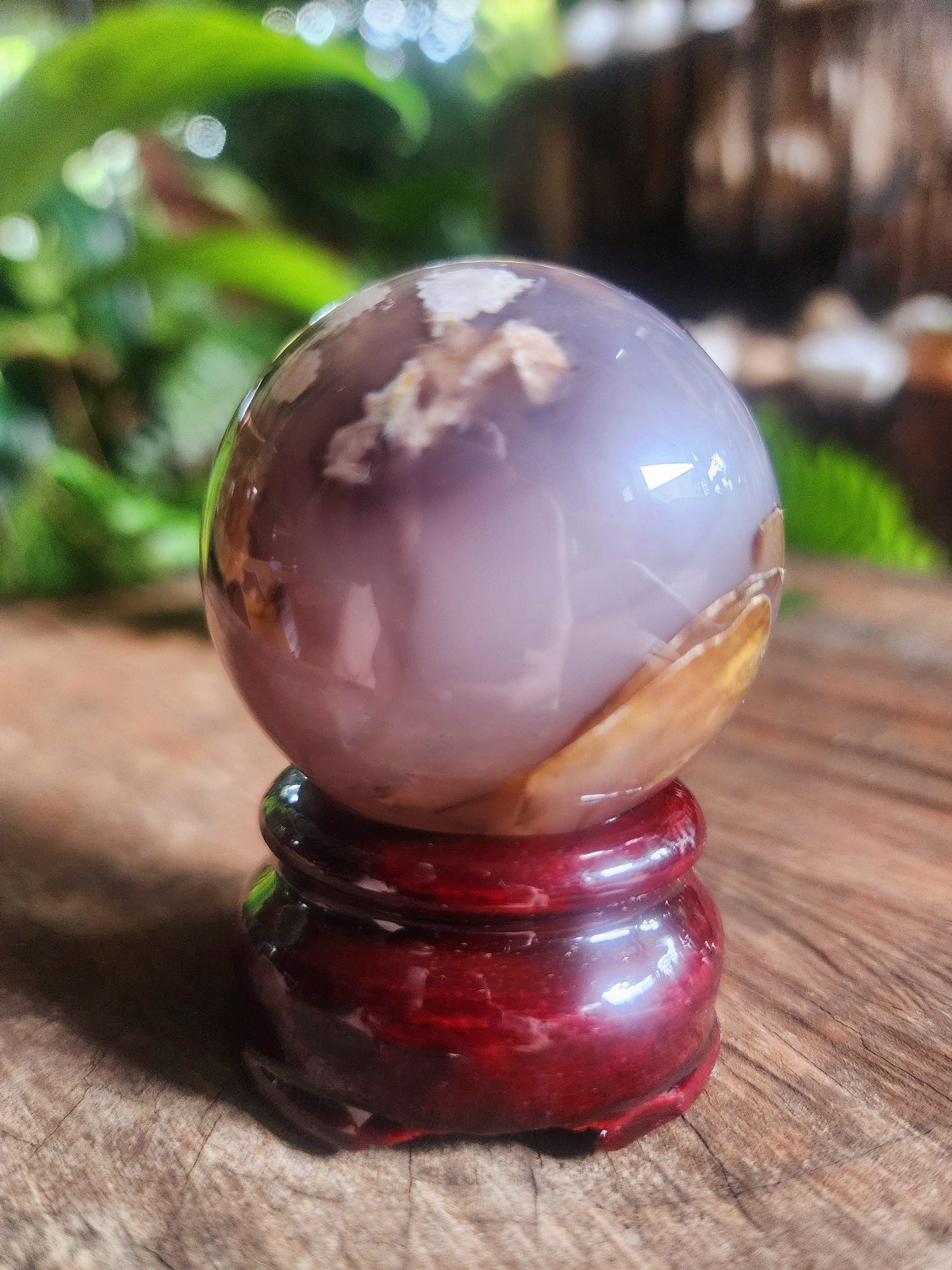 Crystals Black Flower Agate Sphere 134g