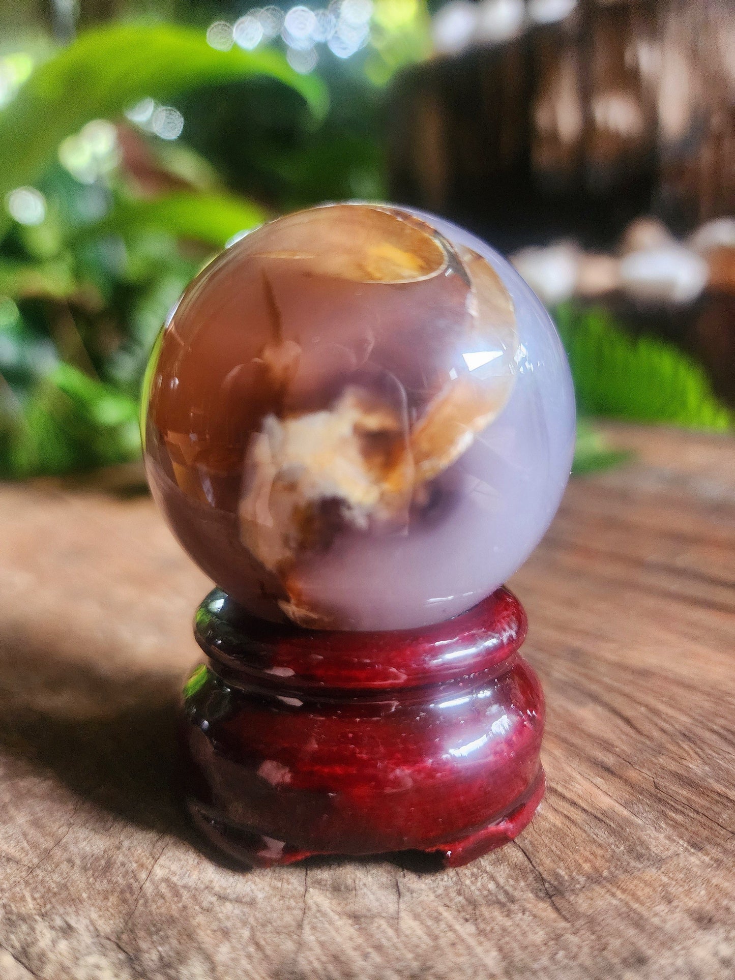 Crystals Black Flower Agate Sphere 134g