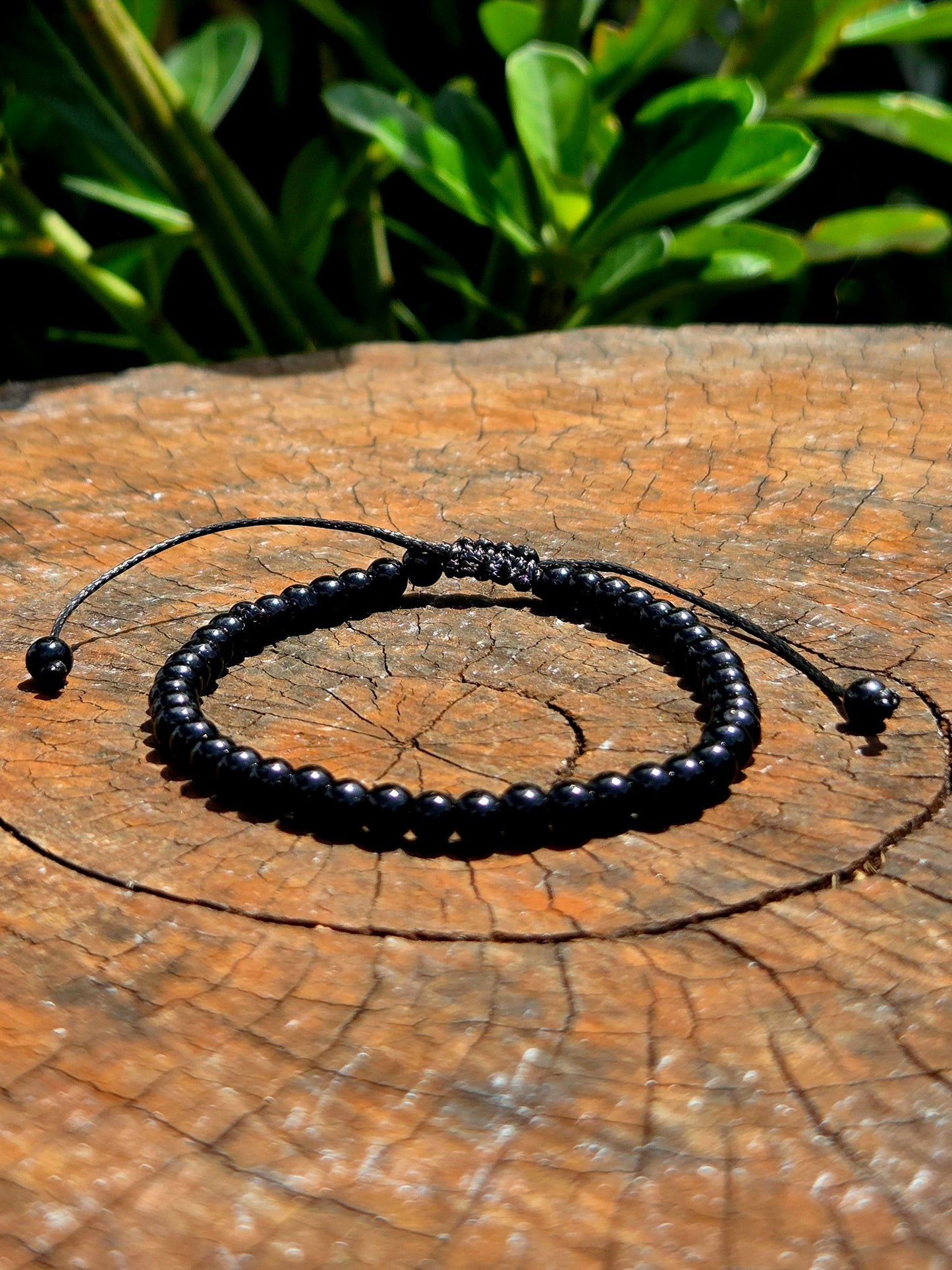 Jewellery Black Obsidian Bracelet Adjustable 4mm