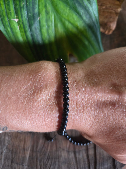 Jewellery Black Obsidian Bracelet Adjustable 4mm