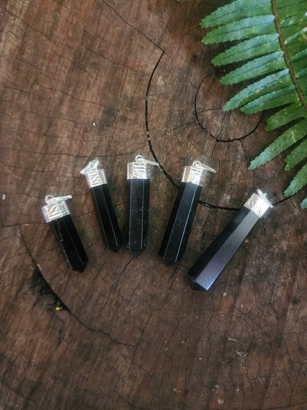 Black Obsidian Crystal Pendant Necklace Silver - Crystals Australia