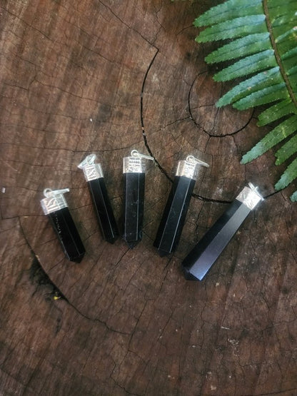 Black Obsidian Crystal Pendant Necklace Silver - Crystals Australia