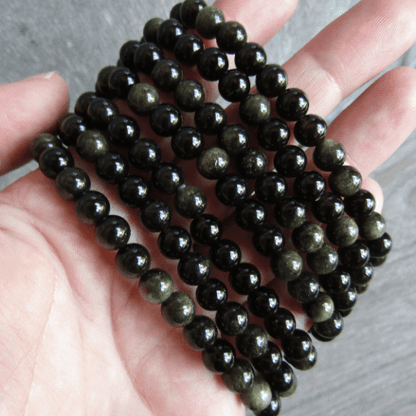 Black Obsidian Golden Sheen Bracelet - 6mm - Crystals Australia