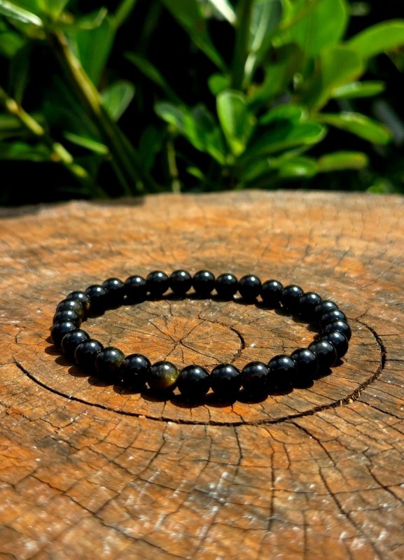 Black Obsidian Golden Sheen Bracelet - 6mm - Crystals Australia
