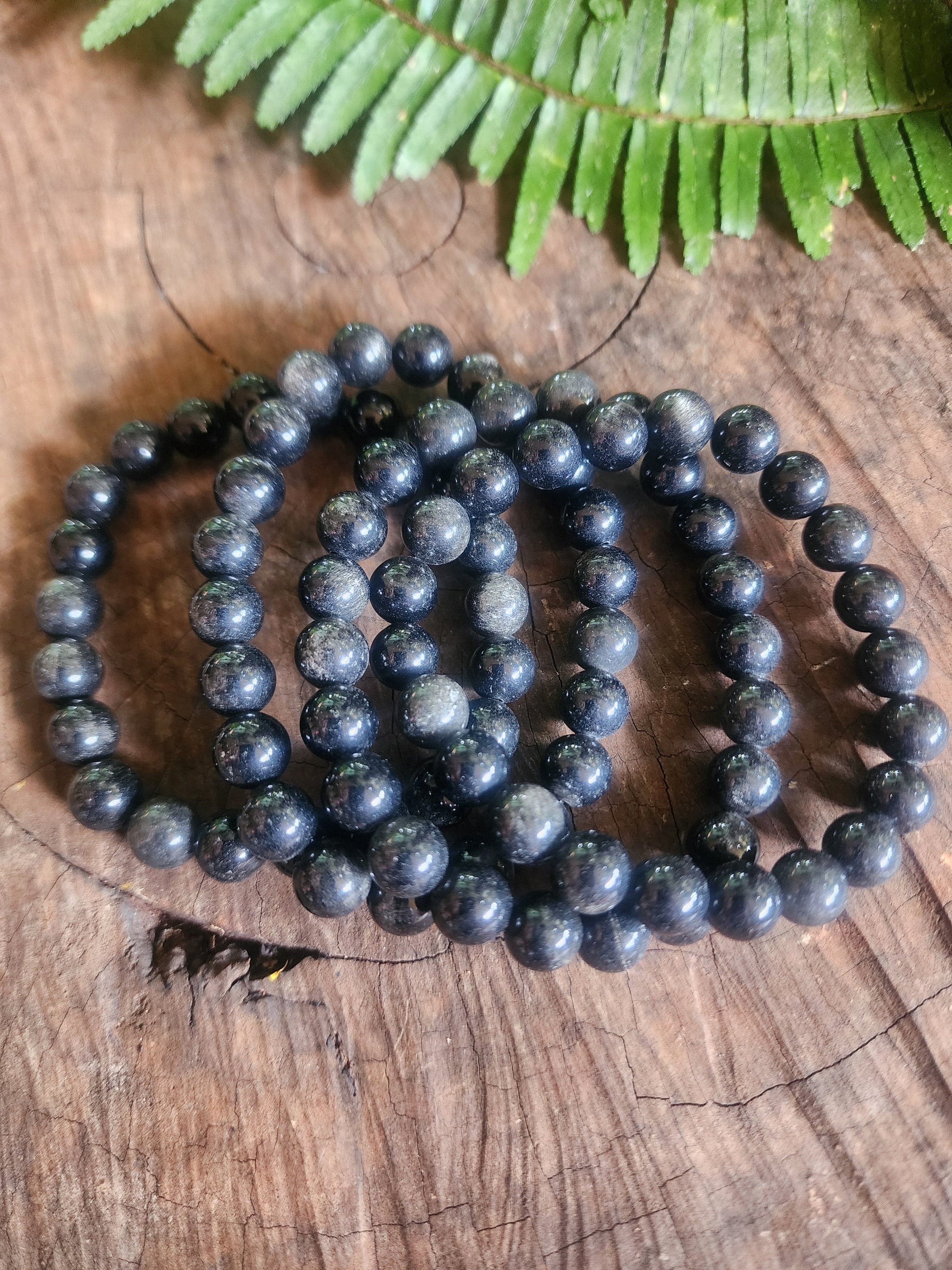 Crystals Black Obsidian Golden Sheen Bracelet 8mm